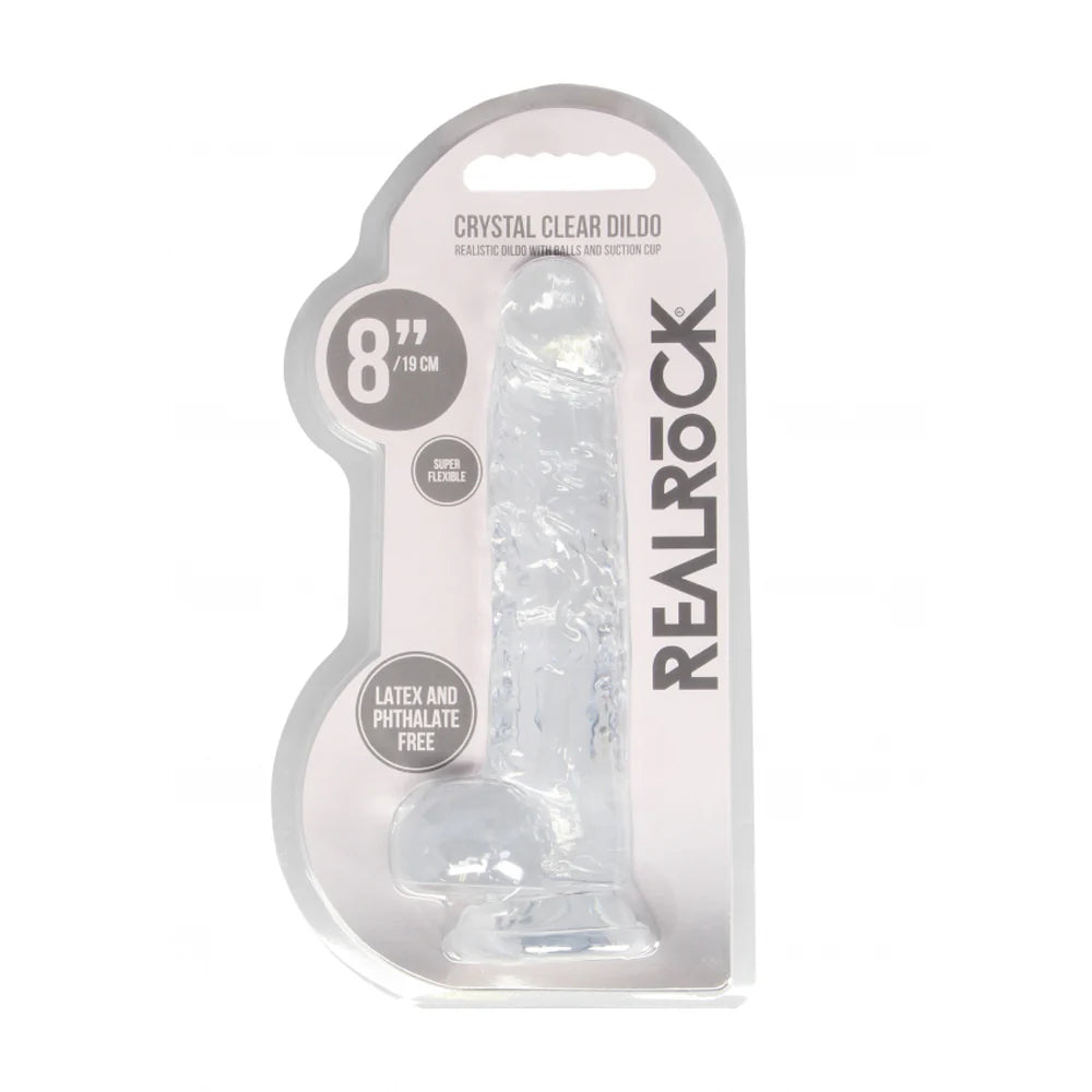 dildo travel promotions-Real Rock 8" Realistic Dildo w/ Balls -Clear