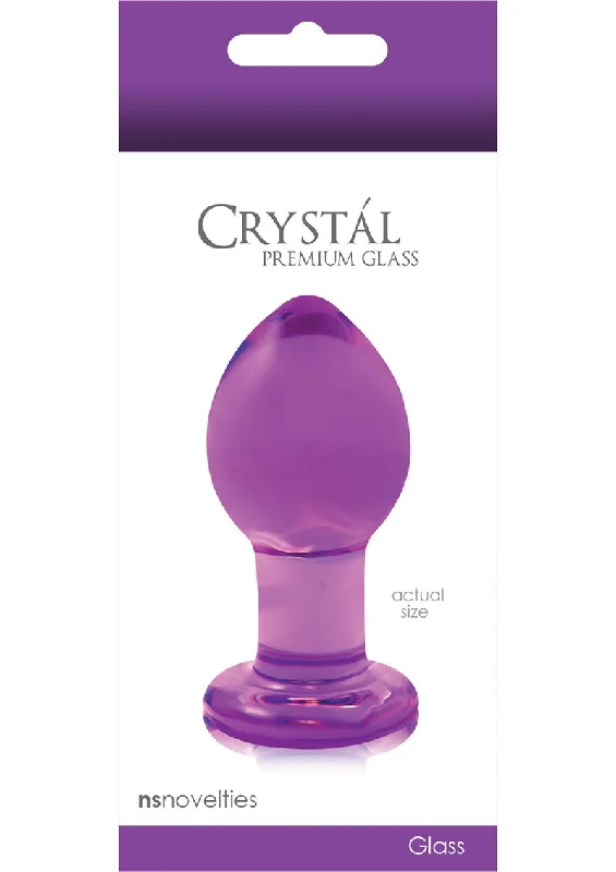 anal toys for intimate relaxation-Crystal Glass Plug Medium Purple