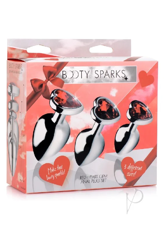 anal toys for anal relaxation-Booty Sparks Red Heart Plug Set