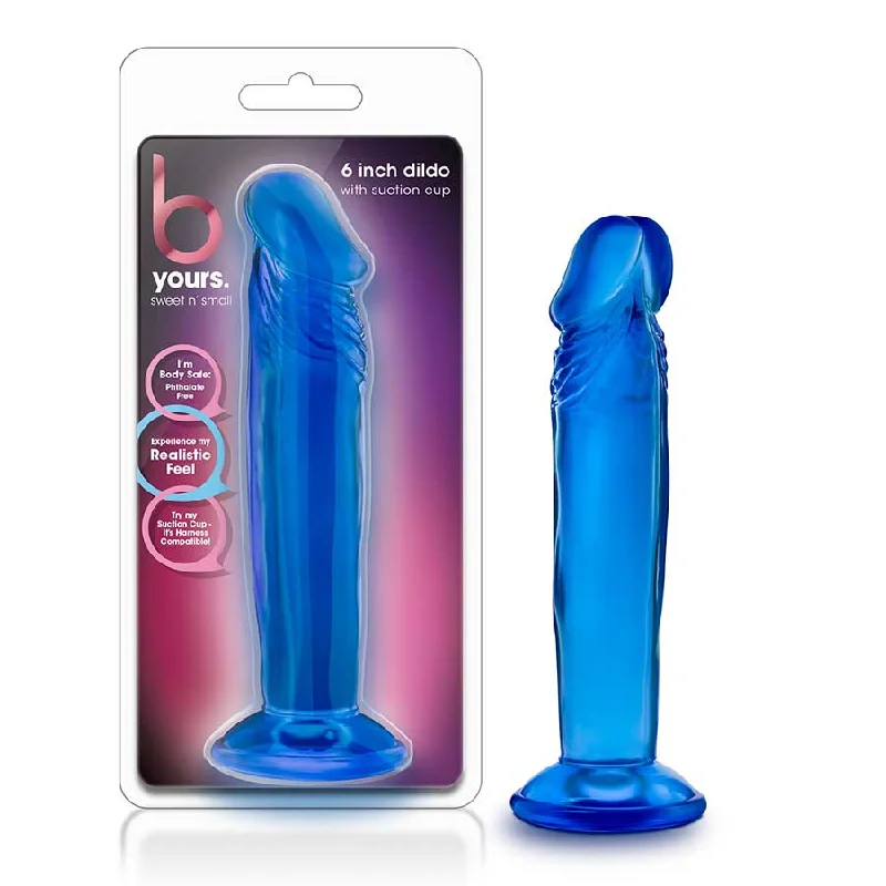 dildo safety bundles-B Yours Small 6 Inch Anal Dildo With Suction Cup by Blush Novelties | Blue