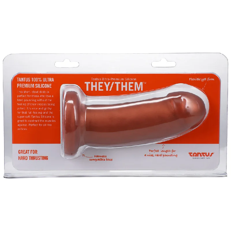 dildo usage frequency-Tantus They/Them 5.5 in. Dildo Soft Copper