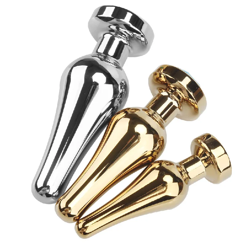 anal toys with long shape-Silver Stainless Steel Metal Anal Plug