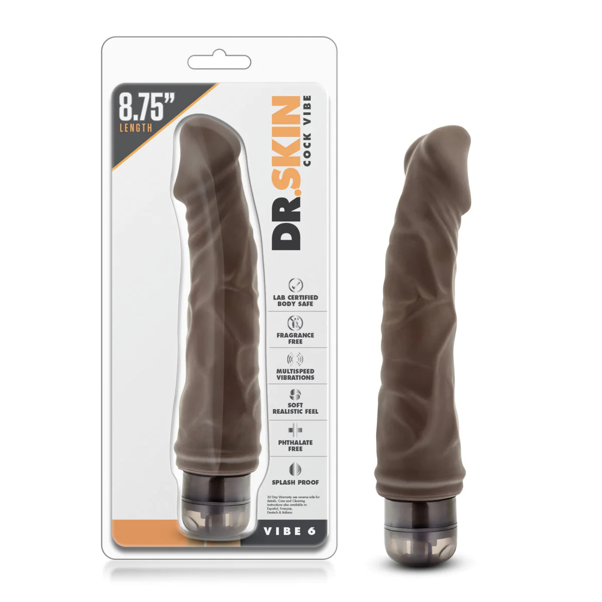 dildo girth bundles-Dr. Skin Cock Vibe 6 Realistic Chocolate 9-Inch Long Vibrating Dildo