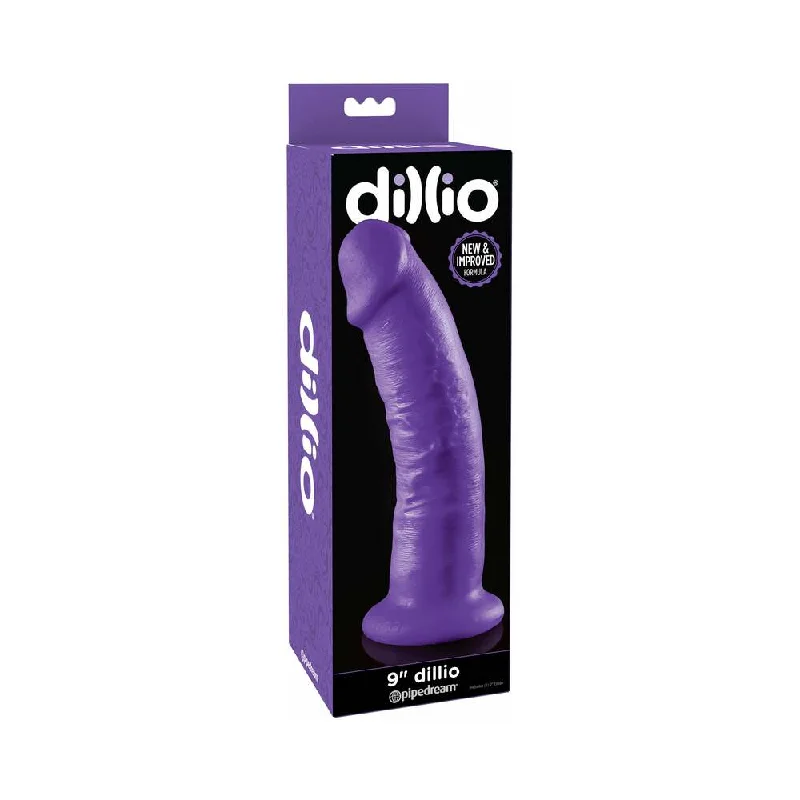 dildo size guide-Dillio 9 in. Realistic Dildo With Suction Cup Purple