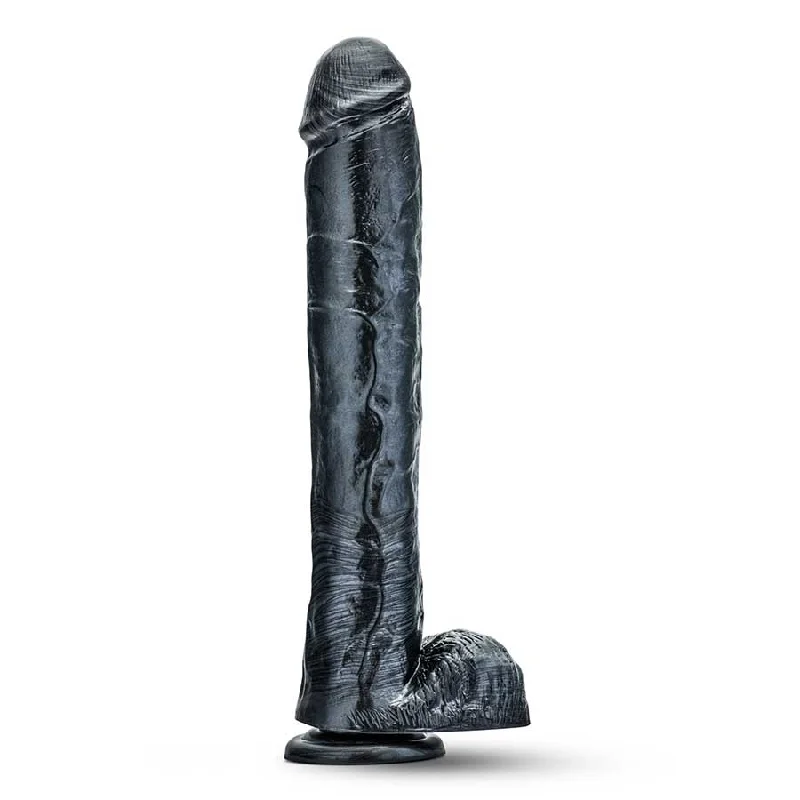 dildo heat promotions-Jet Dark Steel 14 Inch Carbon Metallic Anal Dildo with Balls by Blush Novelties