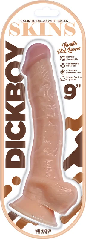 dildo performance guide-Dickboy - Skins - Dildo With Balls - 9 Inch -  Vanilla Dick Lovers