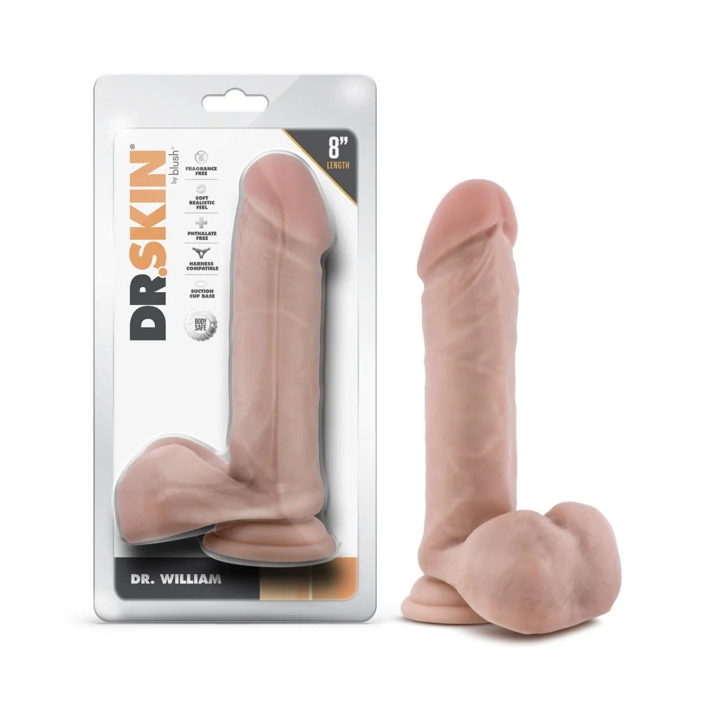 dildo vibration offers-Dr. Skin Dr. William 8 Inch Long Dildo - Vanilla