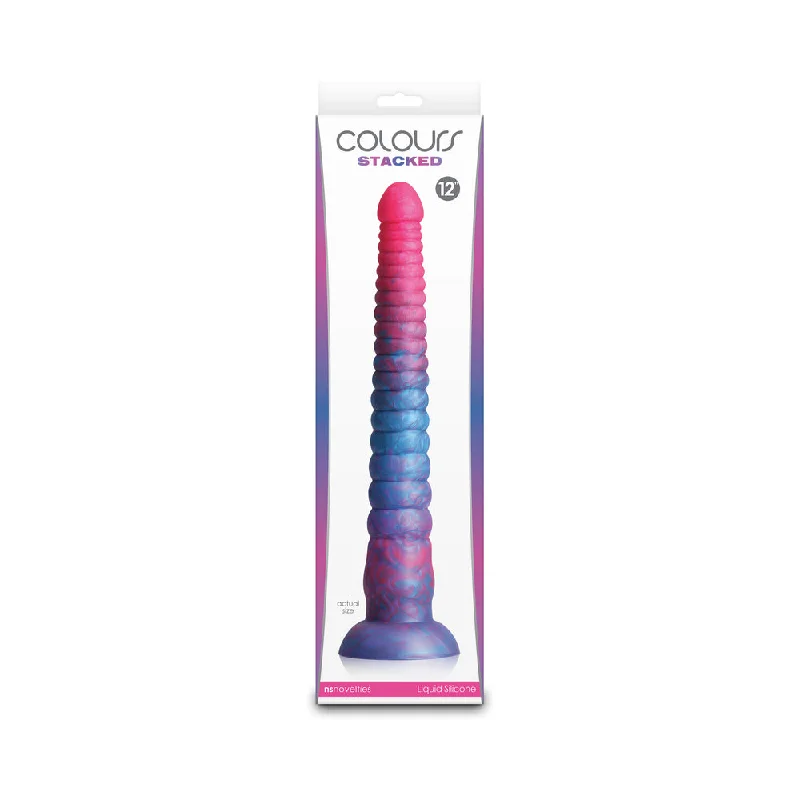 dildo fantasy tips-Colours Stacked 12 in. Dildo Pink/Blue