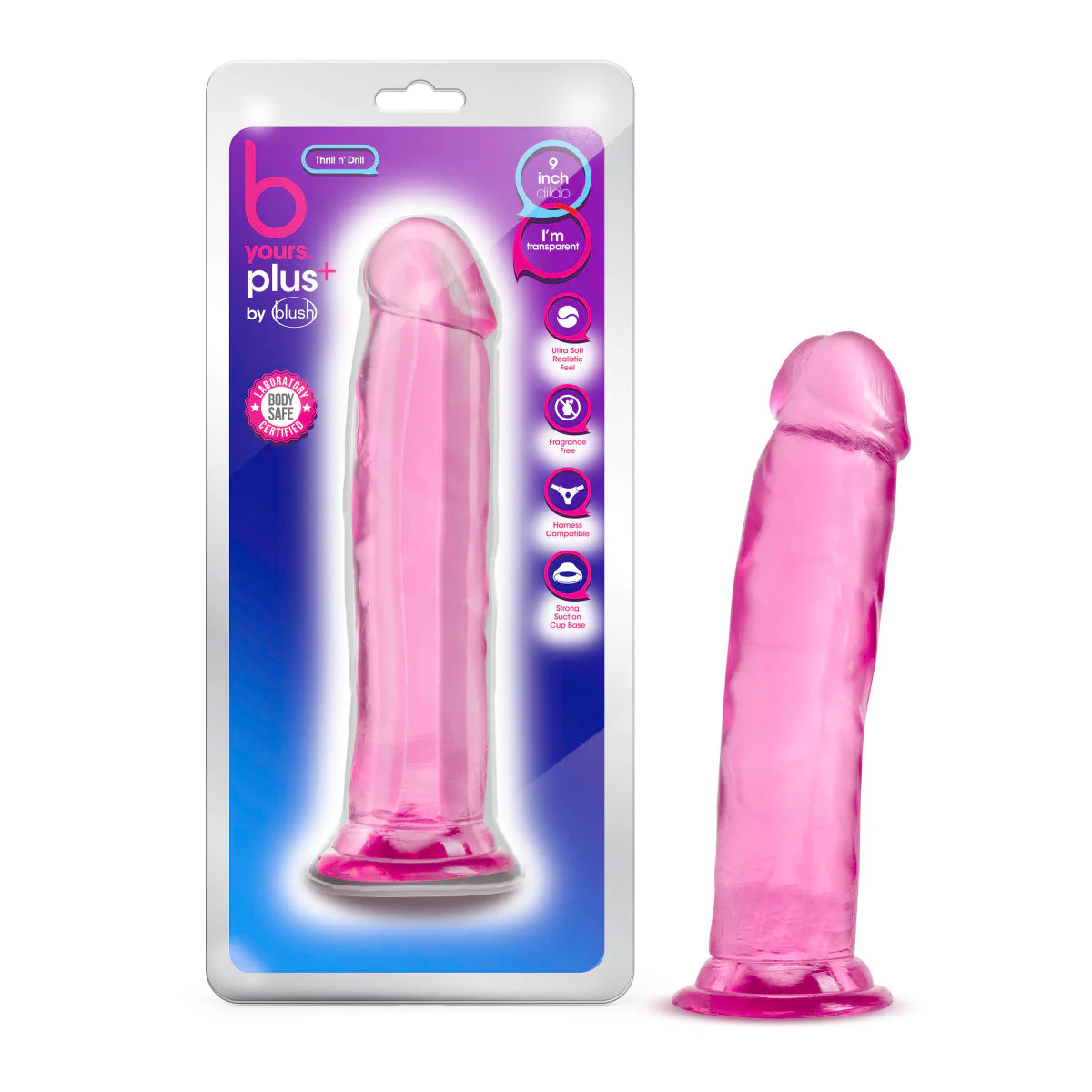 dildo innovative discounts-B Yours Plus Thrill N’ Drill Realistic Pink 9.5-Inch Long Dildo