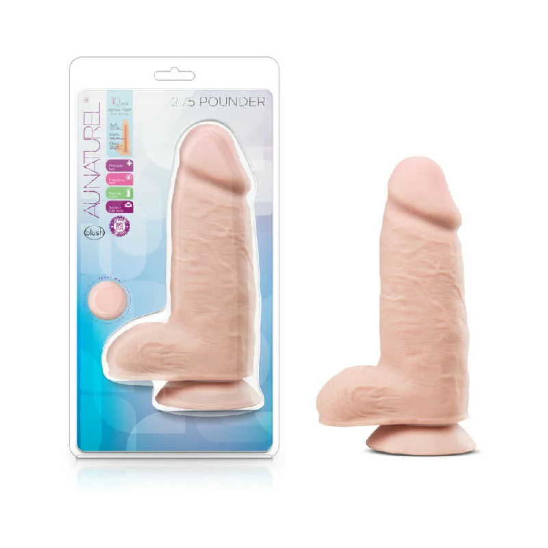 dildo fantasy offers-Au Naturel 2.75 Pounder 10 in. Posable Dual Density Dildo with Balls Beige