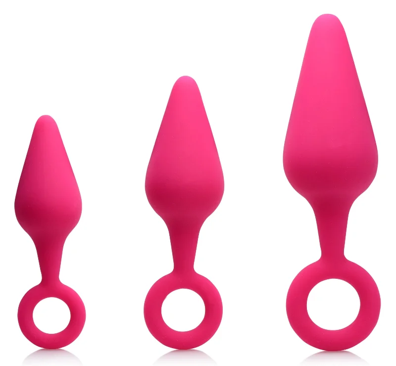 anal toys with firm finish-Rump Ringers 3 Piece Silicone Anal Plug Set