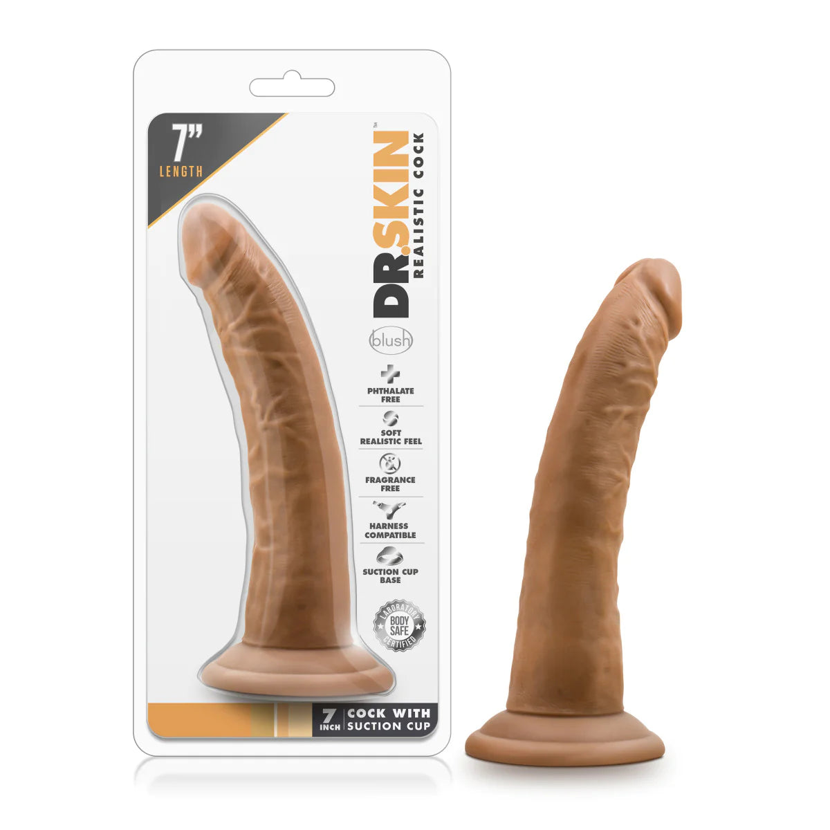 dildo flexibility deals-Dr. Skin Realistic Mocha 7.5-Inch Long Dildo