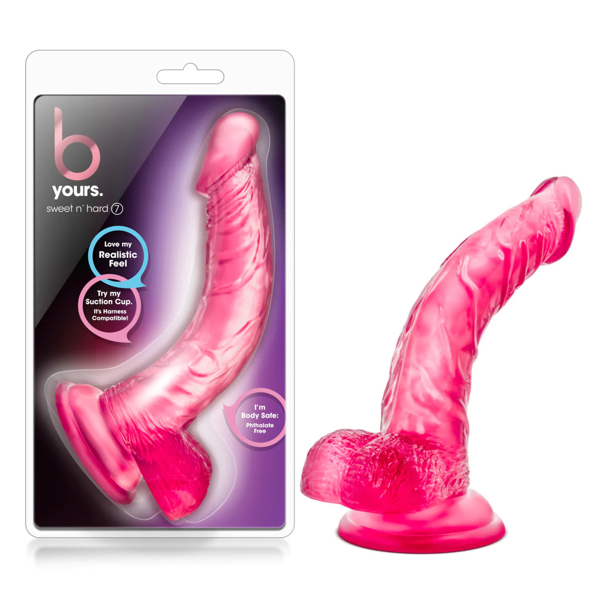 dildo discount bundles-B Yours Sweet N' Hard 7 Realistic Curved Pink 8.5-Inch Long Dildo