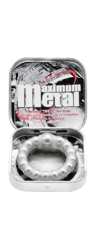 cock ring online hacks-Nanma Maximum Metal 100% Silicone Beaded Cock Ring Silver