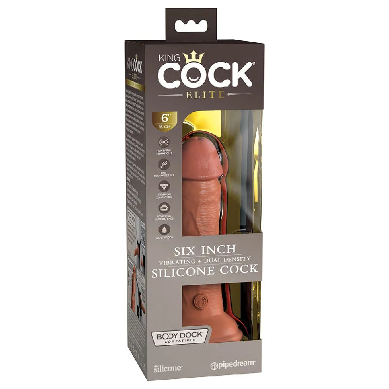 dildo trendy guide-King Cock Elite 6 in. Vibrating Realistic Dildo With Suction Cup Tan