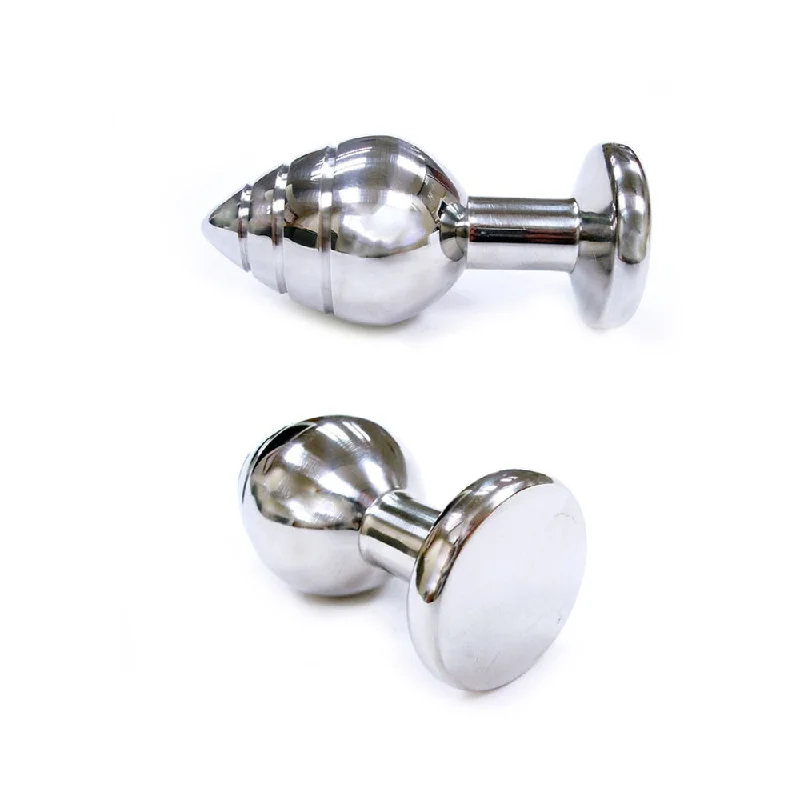 anal toys with long shape-Stainless Steel Grooved Anal Butt Plug (small)