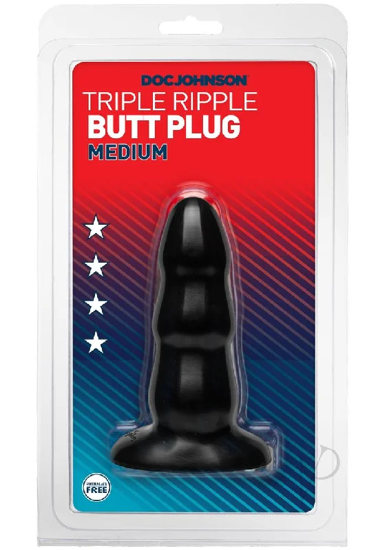 anal toys for sensory relaxation-Triple Ripple Butt Plug Black Med