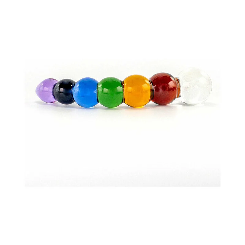 dildo limited benefits-Crystal Delights Rainbow Bubble Dildo with Dichrioic Bulb