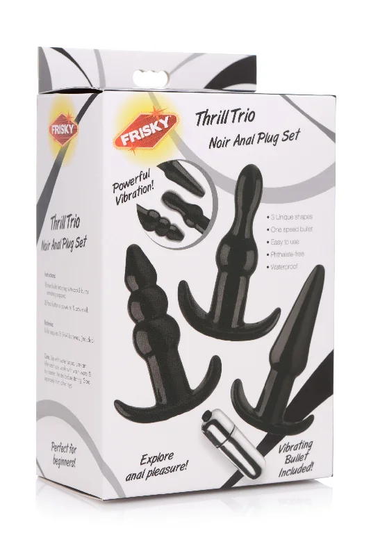 anal toys with smooth shape-Thrill Trio Anal Plug Set - Black