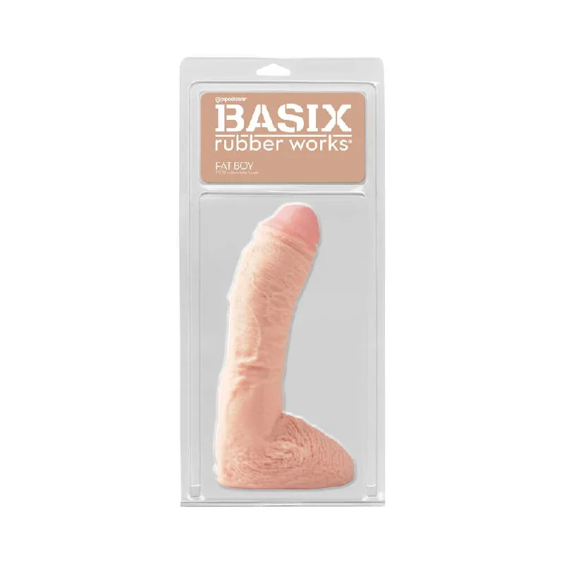 dildo size tips-Basix Rubber Works Fat Boy 10 in. Dildo With Balls Beige