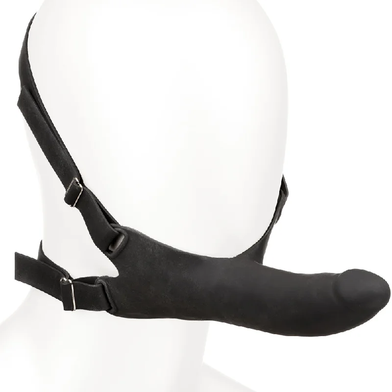 dildo comfort tips-Accommodator Silicone Chin Strap Dildo in Black