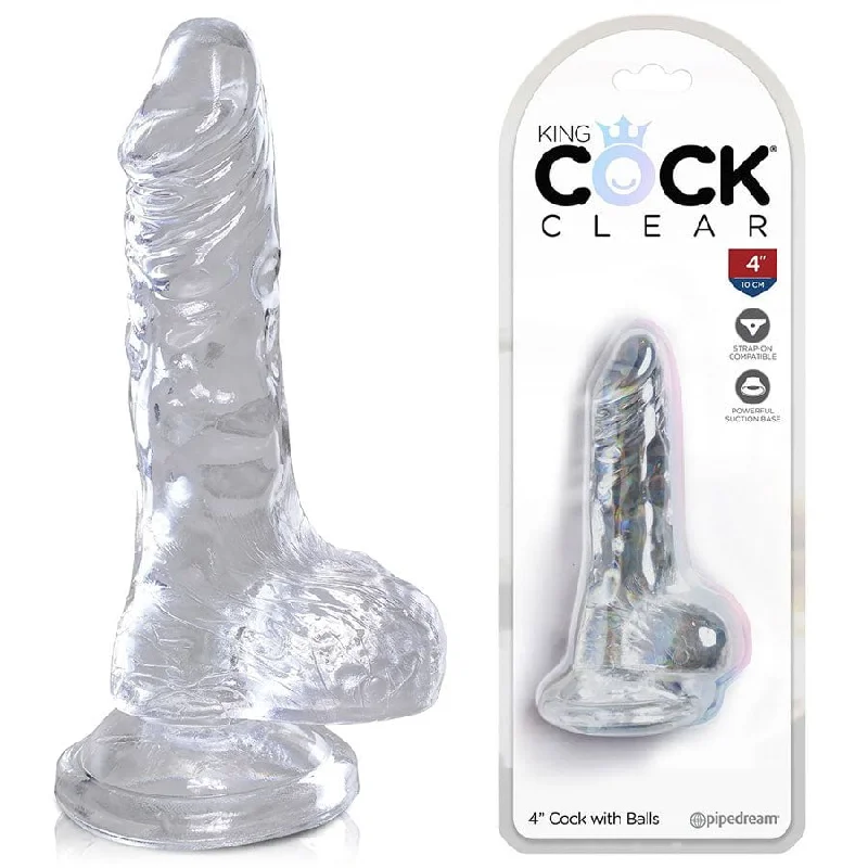 dildo color promotions-4 Inch King Cock Clear Dildo With Balls and Suction Cup