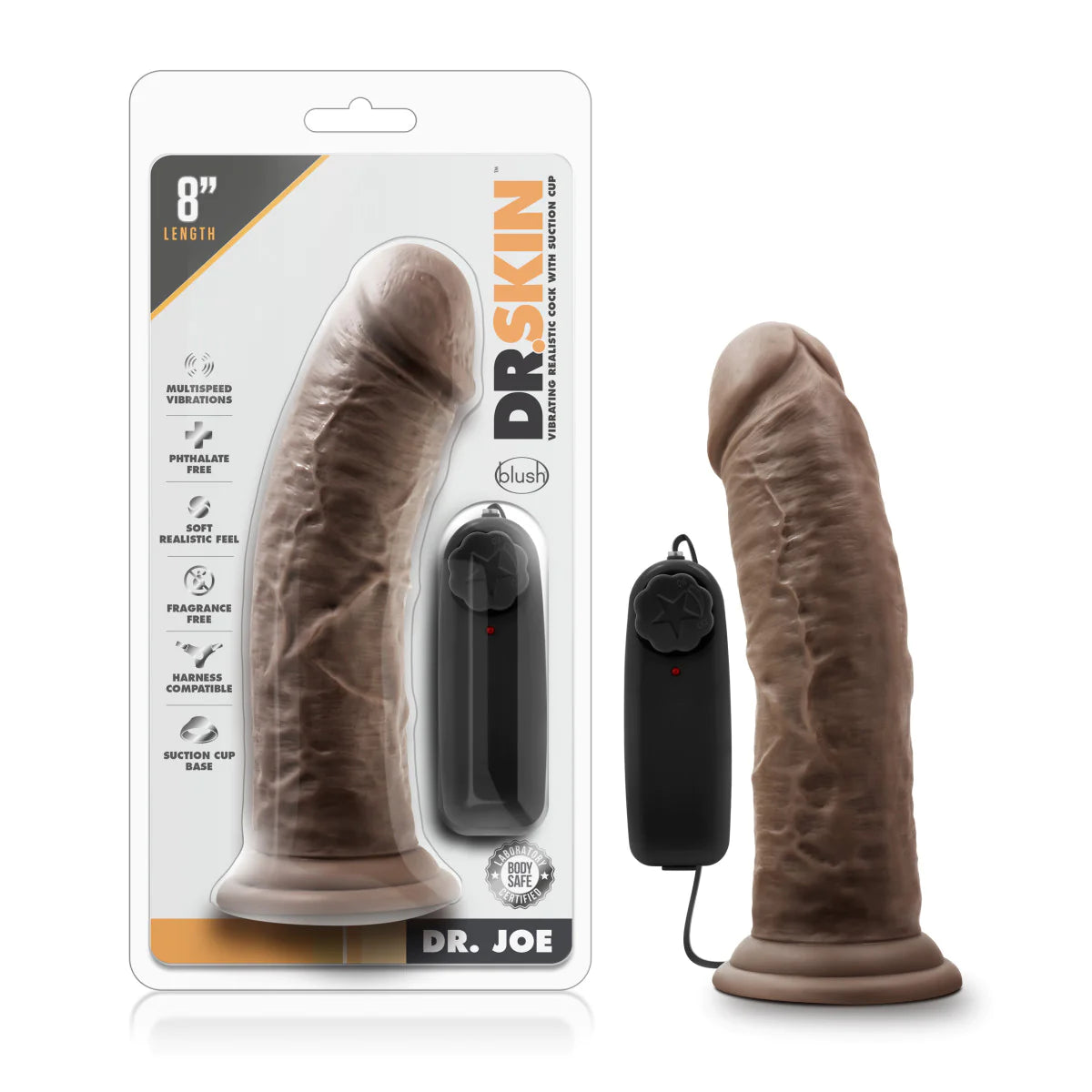 dildo support deals-Dr. Skin Dr. Joe Realistic Chocolate 8-Inch Vibrating Dildo