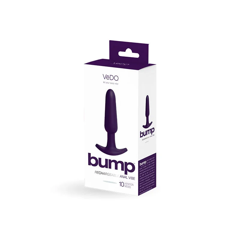 anal toys with long grip-VeDO Bump Rechargeable Anal Vibe - Deep Purple