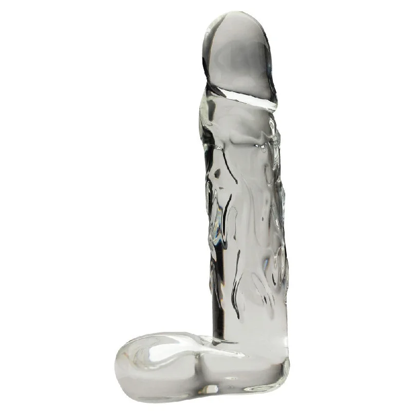 glowing dildo novelty-Realistic 8.5 in. Glass Dildo With Base Clear