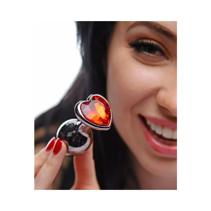 anal toys for couple therapy-Crimson Tied Scarlet Heart Shaped Jewel Anal Plug