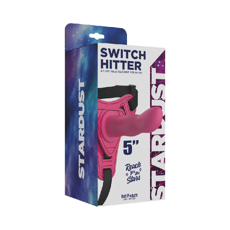 dildo texture advice-Stardust Switch Hitter Silicone Strap-On Dildo With Harness 5 in. Pink