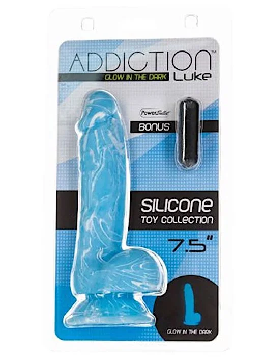 dildo collector offers-Addiction ''Luke'' 7.5" Glow Dildo -Blue