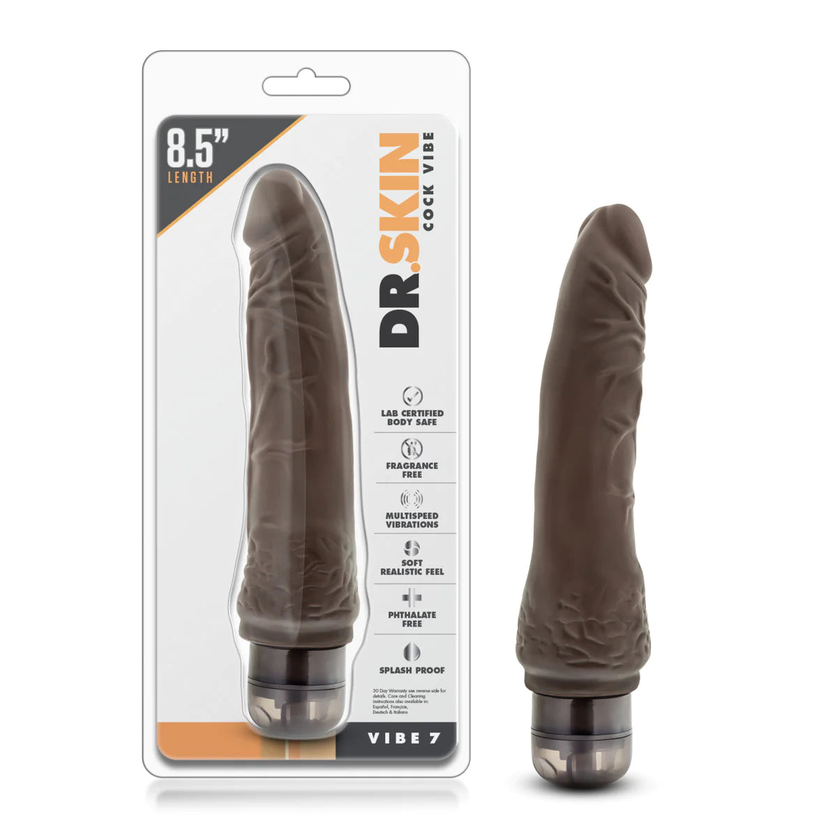 dildo weight bundles-Dr. Skin Cock Vibe 7 Realistic Chocolate 8.5-Inch Long Vibrating Dildo