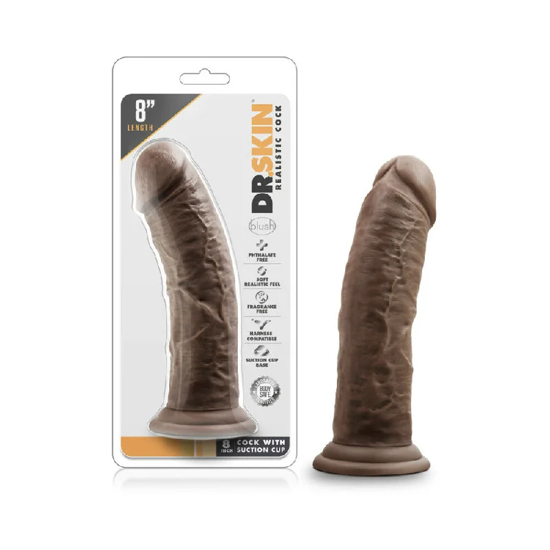 dildo brand tips-Dr. Skin Realistic 8 in. Dildo Brown