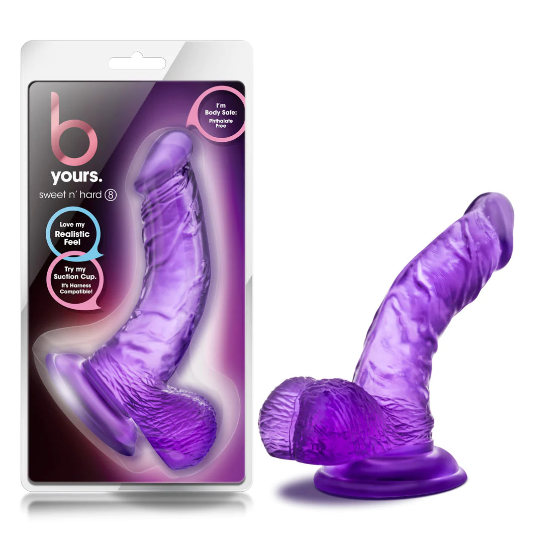 dildo shape bundles-B Yours Sweet N' Hard 8 Realistic Curved Purple 6.5-Inch Long Dildo