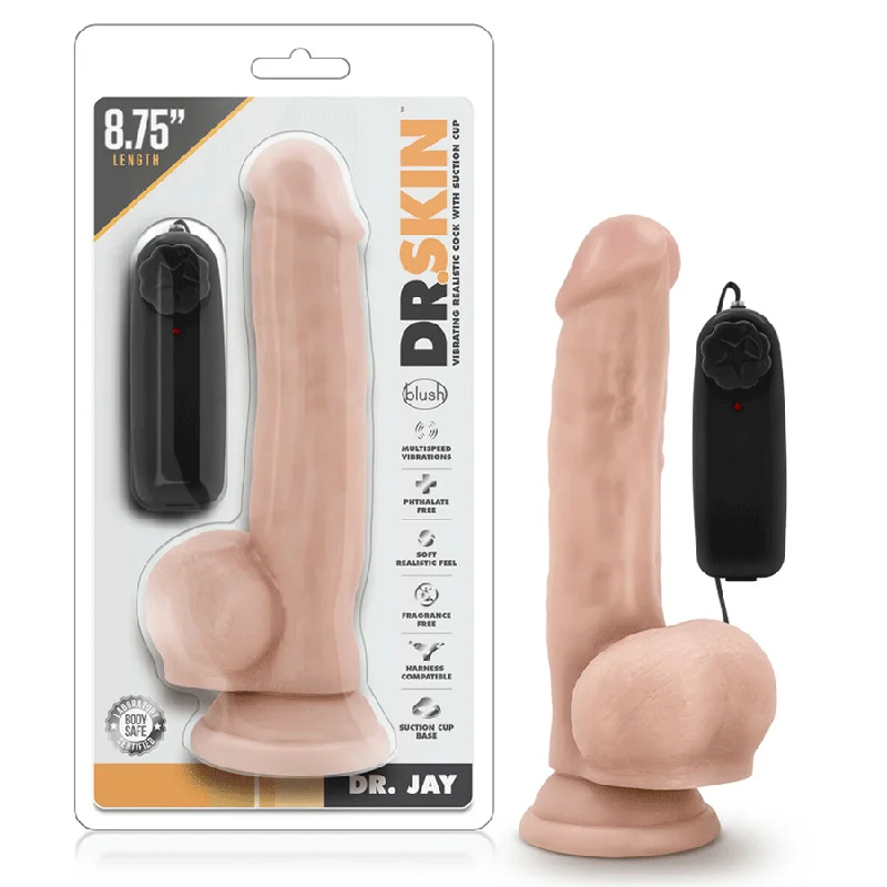 dildo battery deals-Dr. Skin Realistic 8.75 Inch Dr. Jay Vibrating Suction Anal Dildo with Balls