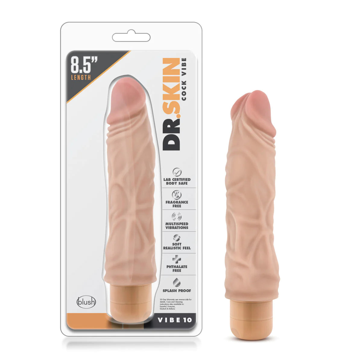 dildo subscription deals-Dr. Skin Cock Vibe 10 Realistic Beige 8.5-Inch Long Vibrating Dildo