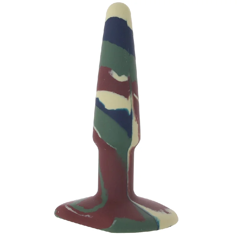 anal toys with quiet shape-A-Play Groovy 4 Inch Anal Plug in Camo