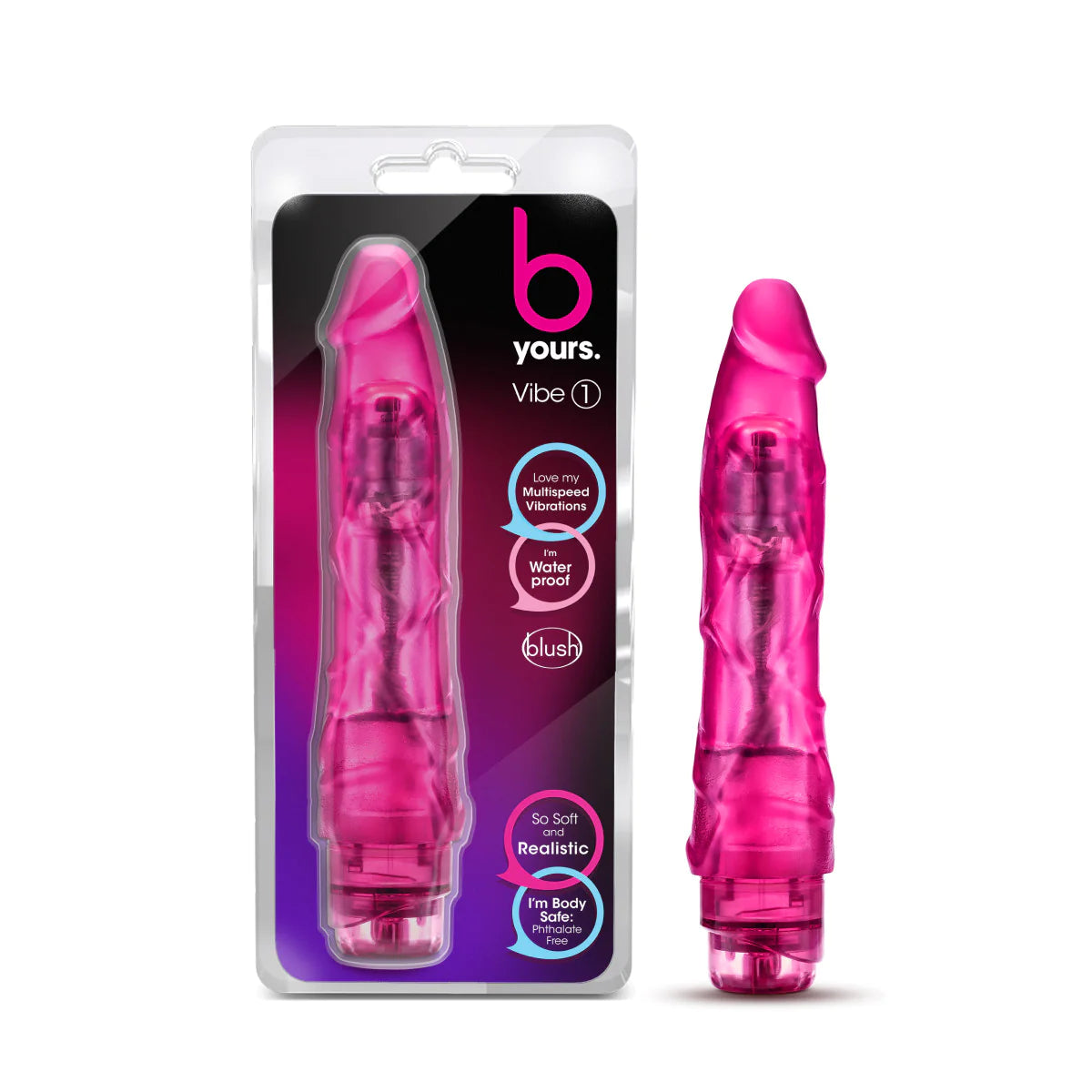 dildo flexibility offers-B Yours Vibe #1 Realistic Pink 9-Inch Long Vibrating Dildo