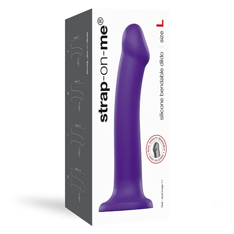 dildo performance comparison-Strap-On-Me Bendable Dual-Density Silicone Suction Cup Dildo Purple L