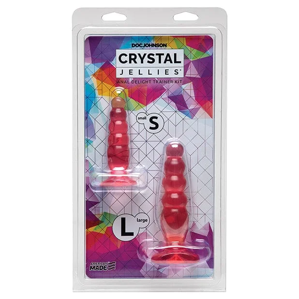 anal toys with long texture-Doc Johnson - Crystal Jellies Anal Delight Trainer Kit (Pink)