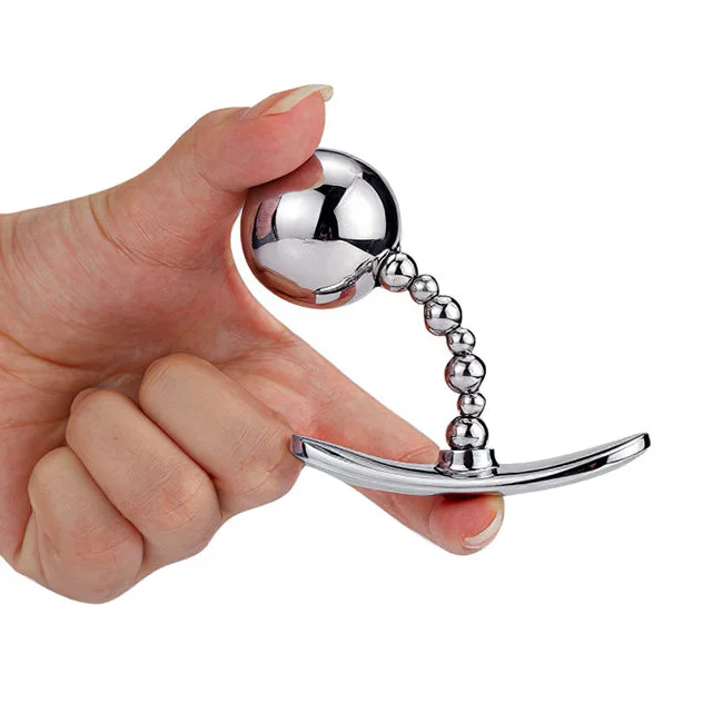 anal toys with soft grip-Pull Bead Metal Anal Plug To Wear Anchor Base