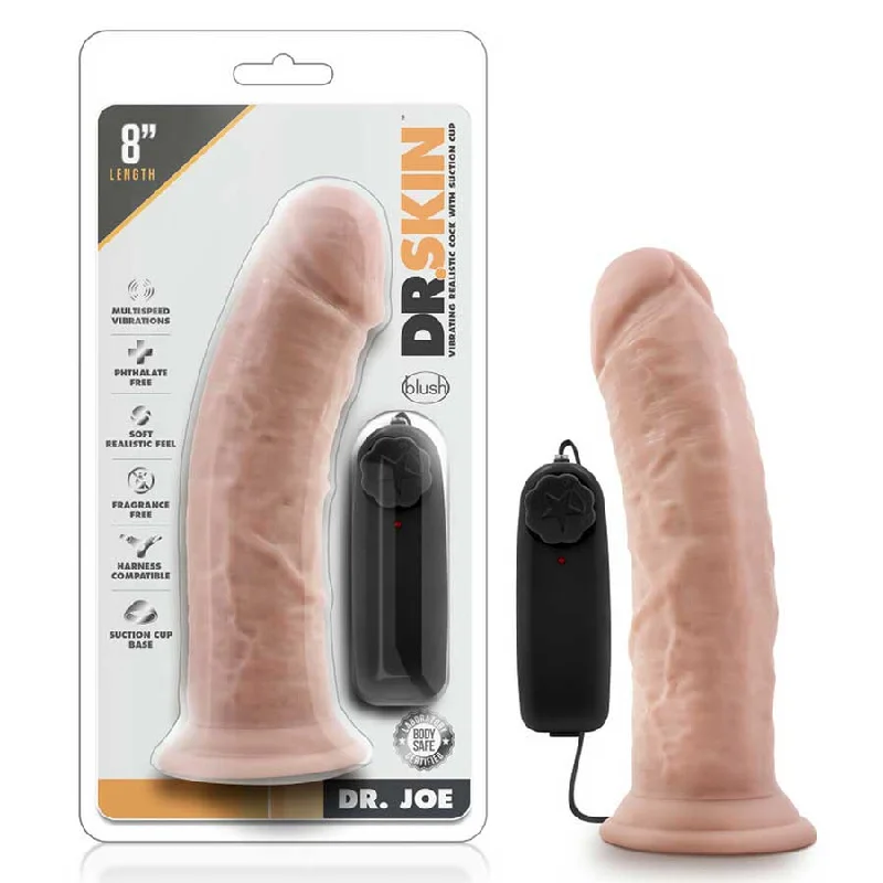 dildo color deals-Dr. Skin Thick 8 Inch Dr. Joe Vibrating Suction Anal Dildo by Blush Novelties