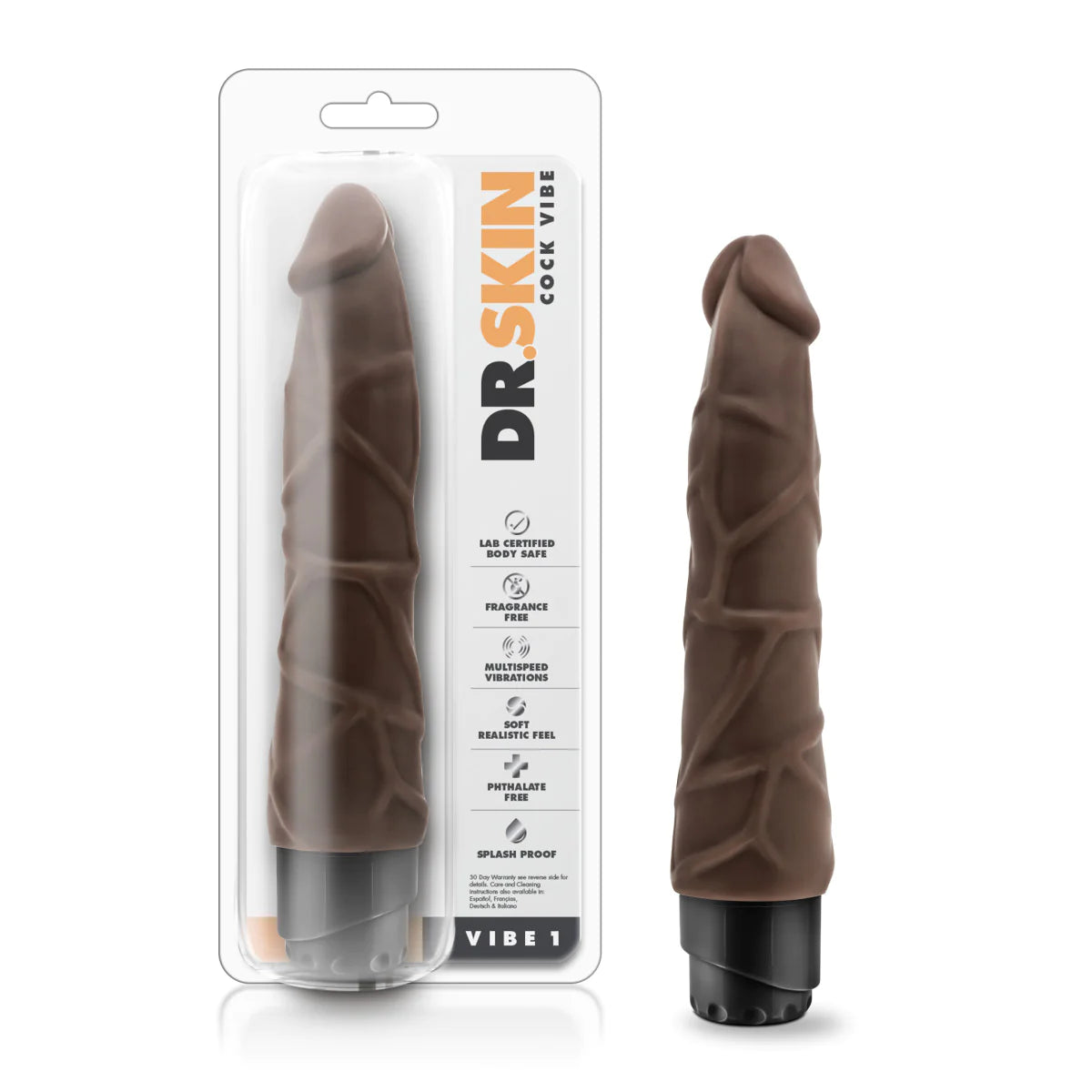 dildo expert deals-Dr. Skin Cock Vibe 1 Realistic Chocolate 9-Inch Long Vibrating Dildo