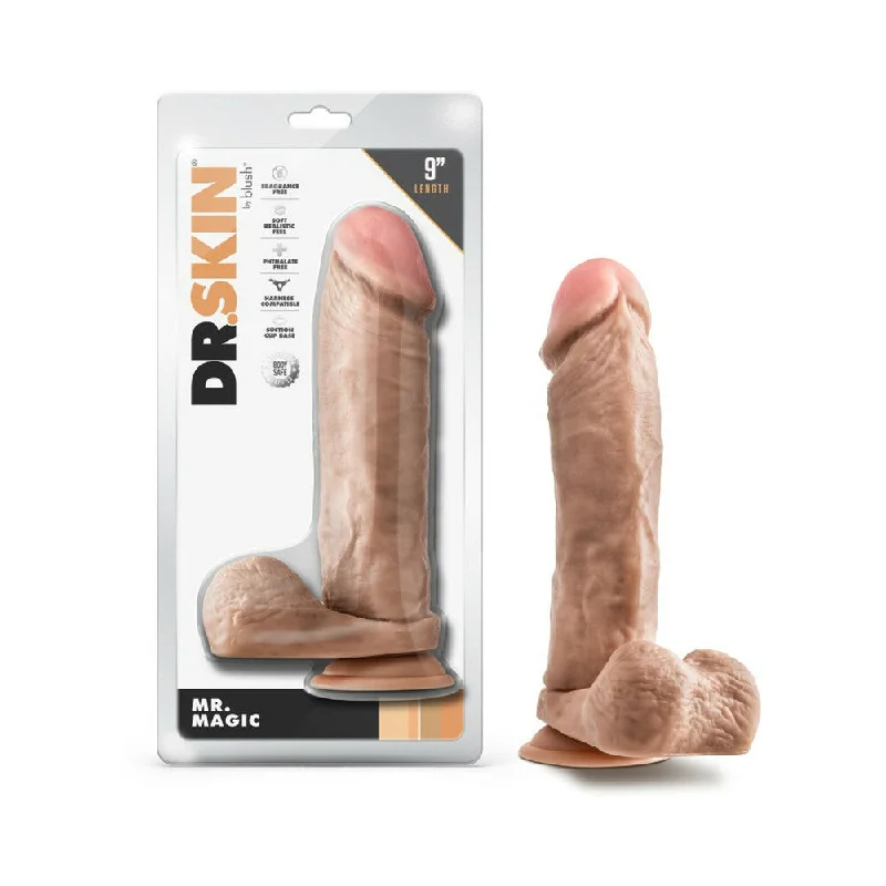 dildo customization guide-Dr. Skin Mr. Magic 9 in. Dildo with Balls Beige