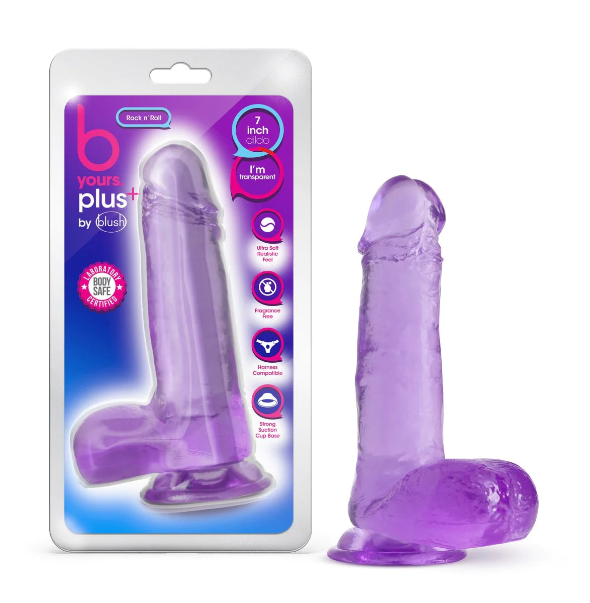 dildo durability discounts-B Yours Plus Rock N’ Roll Realistic Purple 7.25-Inch Long Dildo