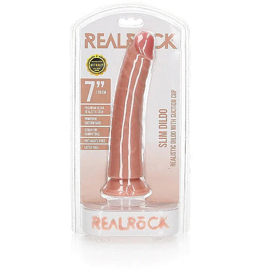 dildo vibration discounts-Realrock Realistic Slim Dildo 7" by Shots