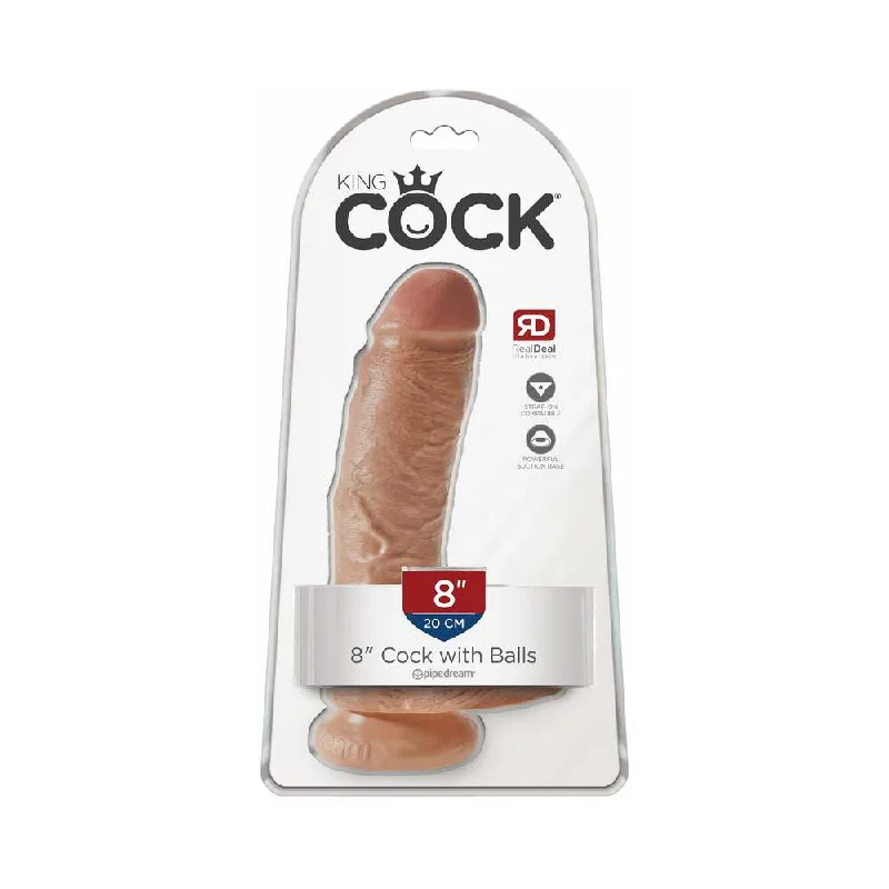 dildo vibration advice-King Cock 8 in. Cock With Balls Realistic Suction Cup Dildo Tan