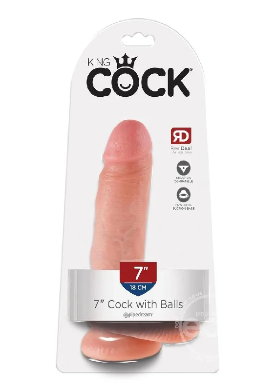 dildo texture offers-King Cock Dildo with Balls 7in - Vanilla