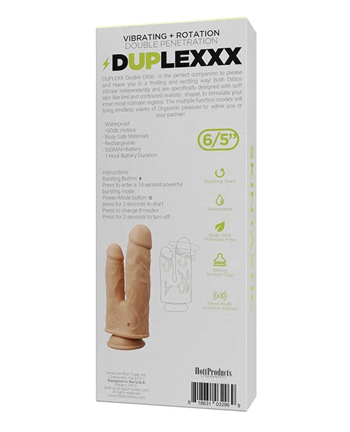 dildo heat ratings-Skinsations Duplexx Vibrating; Rotating Double Dildo - Flesh